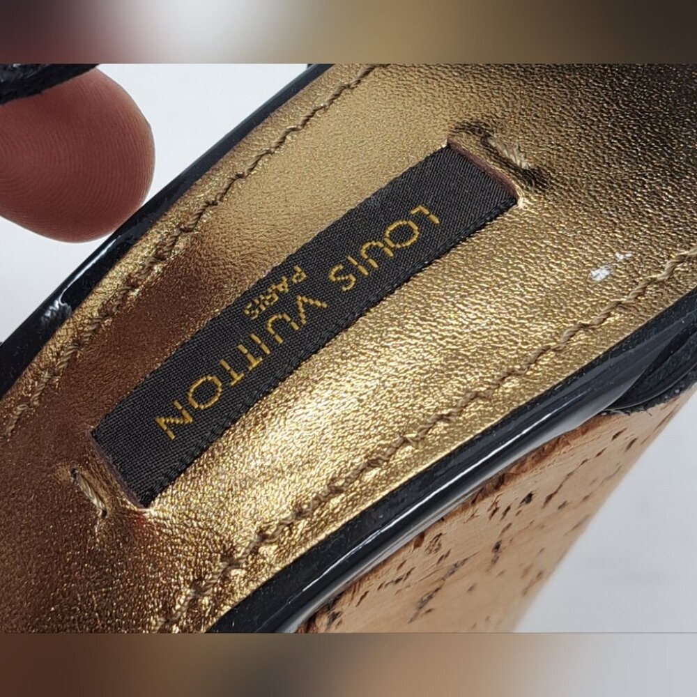 Louis Vuitton Monogram Denim Wedge Platform Ankle Wrap Pumps Shoes 7.5 / 37.5 EU - Picture 3 of 16